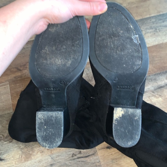 Bamboo black suede knee high chunk heel boots size 9 - Picture 6 of 7